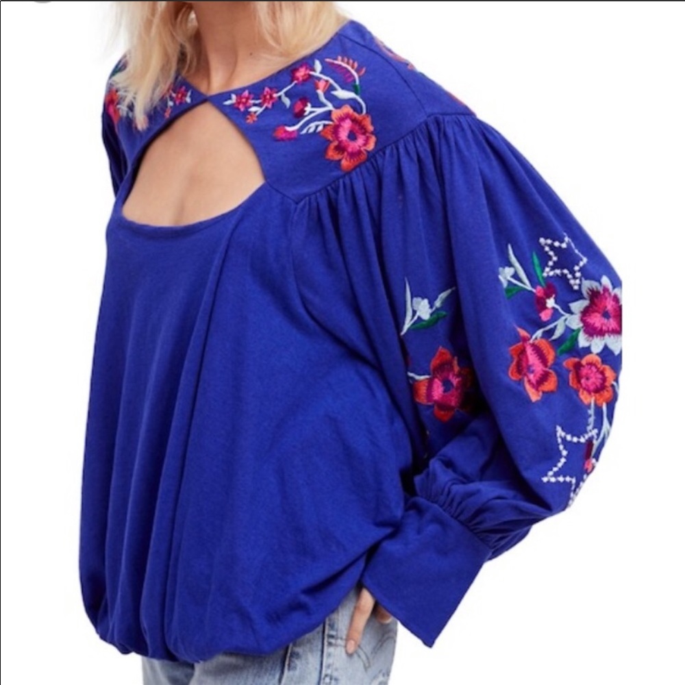 Free People Blue Lita Blouse